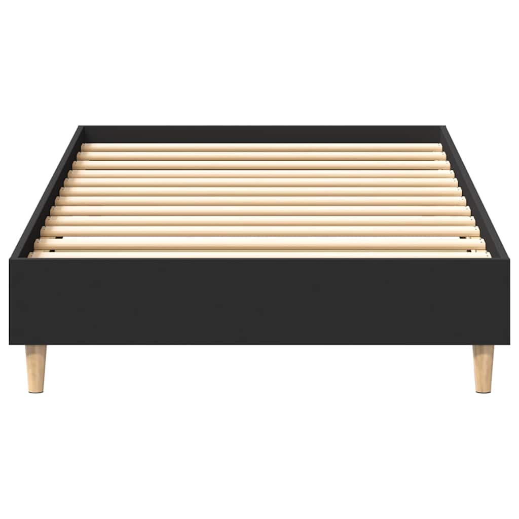 Bed Frame No Mattress Black 90x200 cm Engineered Wood